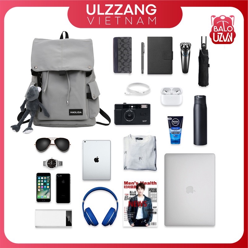 Balo đi học nam nữ Ulzzang basic thời trang, cặp sách laptop phong cách Unisex Hàn Quốc cho học sinh, sinh viên.