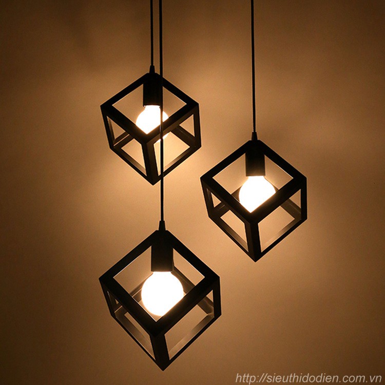 Đèn trang trí hình khối thả đơn , hình tam giác, hình vuông, hình trụ decor vintage cổ điển đẹp Kho đèn Anteico