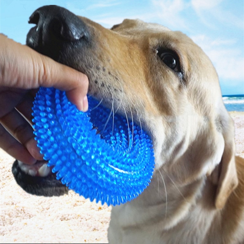 Đồ chơi bóng nhai chống cắn bằng TPR làm sạch răng có gai có âm thanh dành cho giống chó lớn Golden Retriever