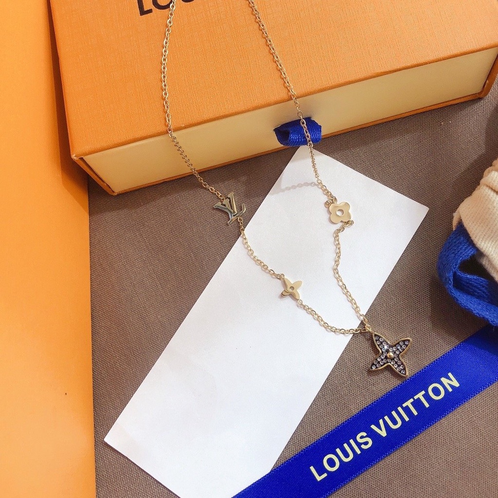 LOUIS VUITTON Vòng cổ Thép Titan Họa Tiết Lv Sang Trọng Cho Nam Nữ