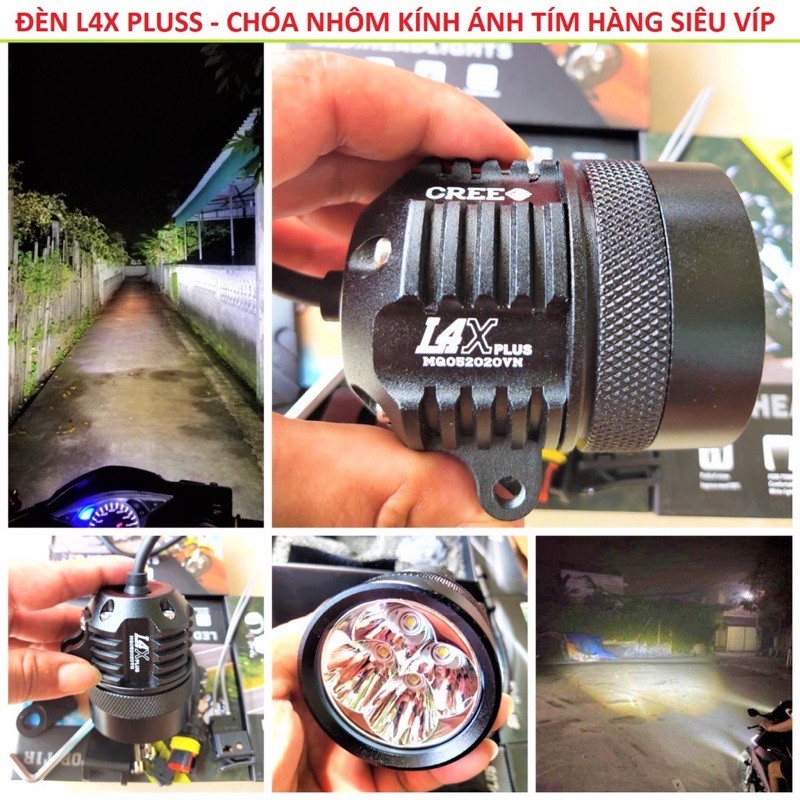 Đèn trợ sáng L4 X Plus kính tím full phụ kiện. Đèn trợ sáng hàng đẹp loại 1