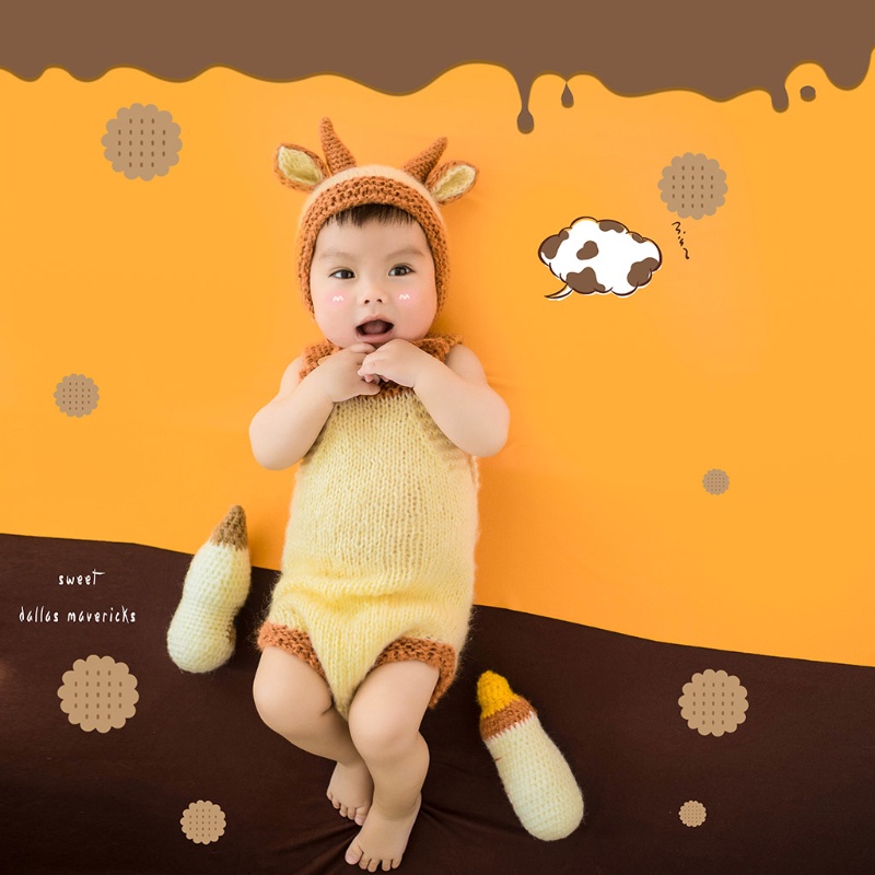 Some Bộ Áo Liền Quần Đan Len Hình Bình Sữa Động Vật Dễ Thương Có Mũ Trùm Đầu Đồ Chơi Nhồi Bông Cho Trẻ Sơ Sinh Ph