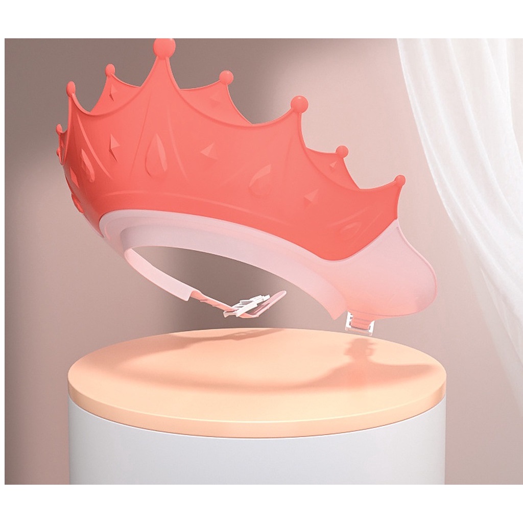 Mũ gội đầu chắn nước bảo vệ tai và mắt hình vương miện, nón tắm có thể điều chỉnh vòng đầu, chất liệu PP + TPE cao cấp