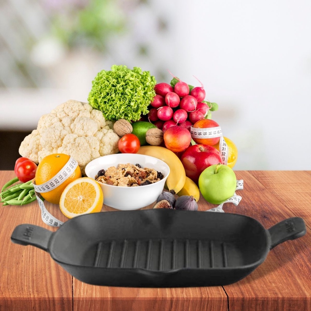 Chảo Gang Tay Cầm Kim Loại LAVA 26X26CM - 23X40CM