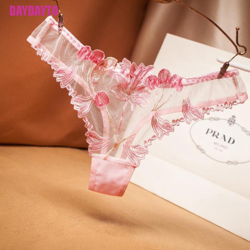 Quần Lót Cotton Lưng Thấp Phối Ren Trong Suốt Quyến Rũ Cho Nữ