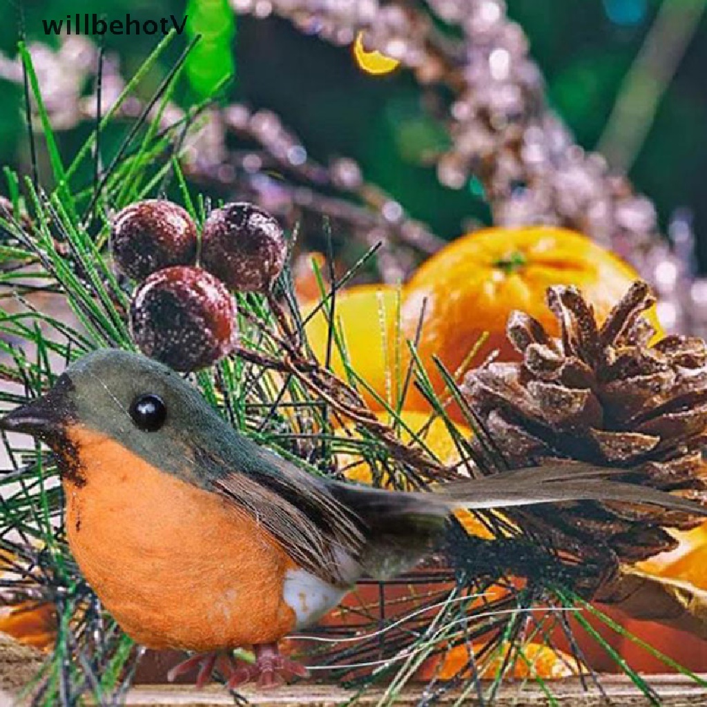 1 Chú Chim Nhân Tạo Robin Mini Trang Trí Cây Thông Giáng Sinh