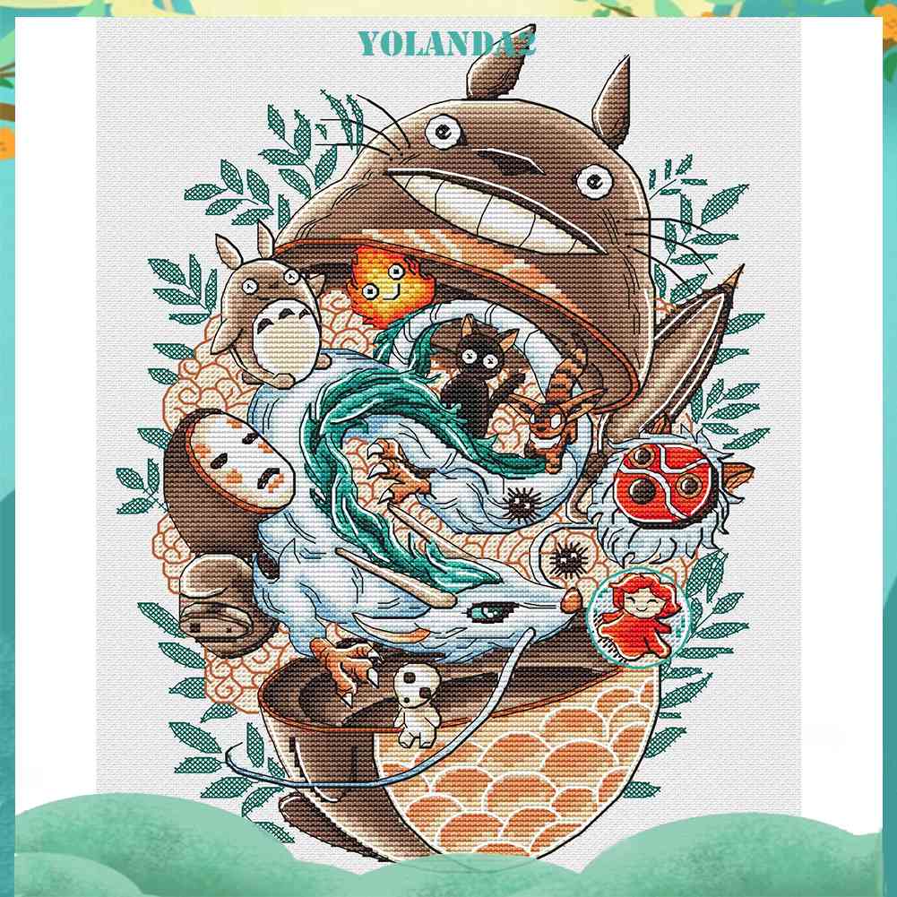 Toàn Bộ Bộ Tranh Thêu Chữ Thập 11CT DIY Hình Totoro Xinh Xắn Đáng Yêu
