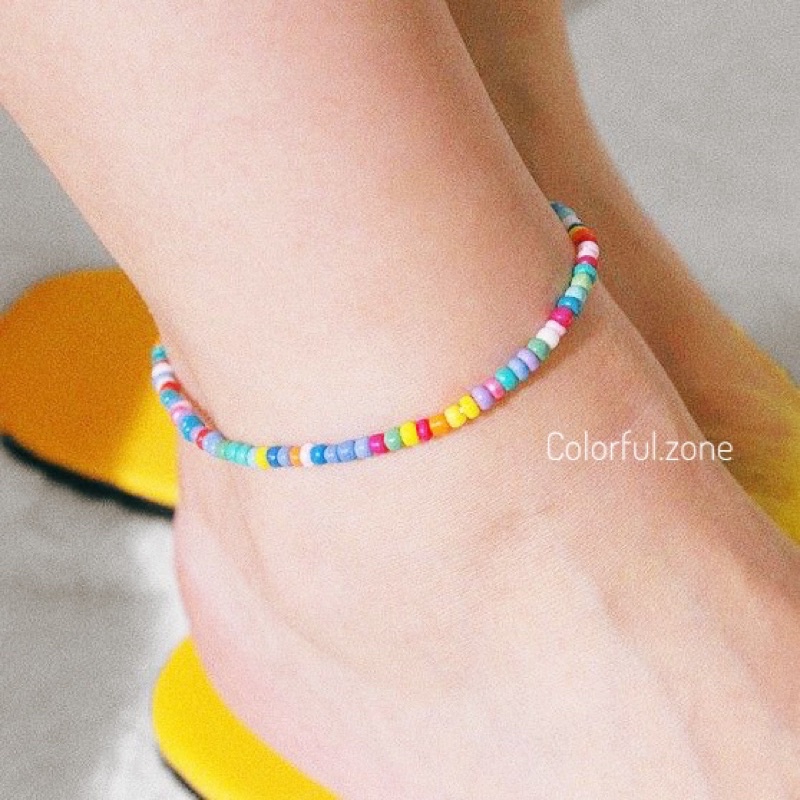 Lắc chân nữ xỏ hạt cườm handmade nhiều màu dễ thương - Seed Bead 1