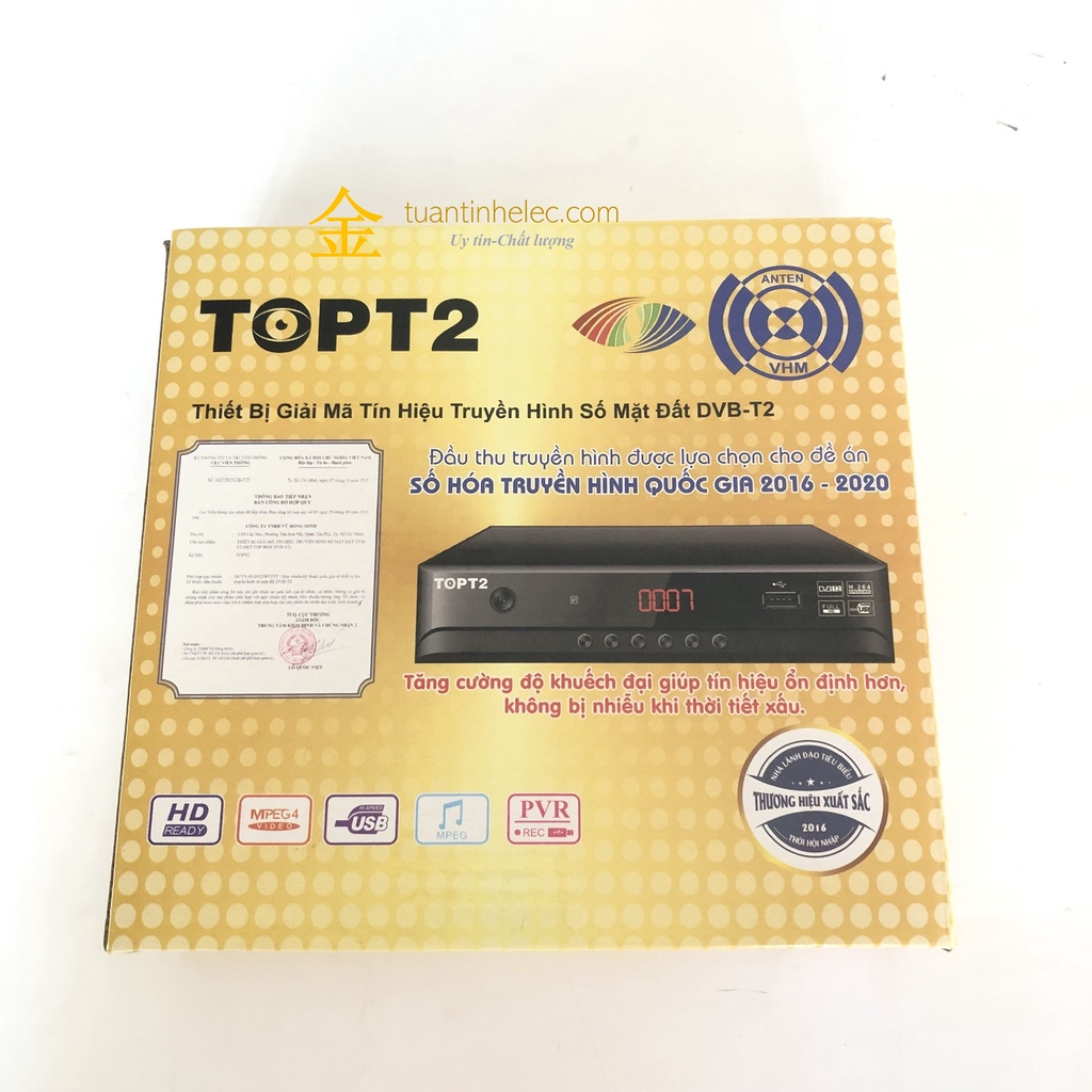 Bộ giải mã tín hiệu truyền hình số mặt đất DVB -T2, VTC-T201, TOP-T2# đầu kỹ thuật số