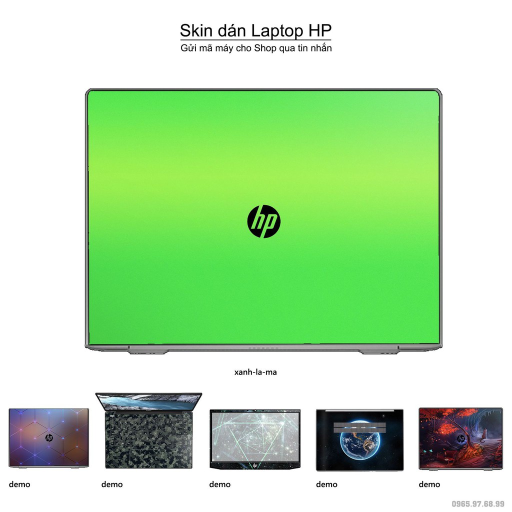 Skin dán Laptop HP màu xanh lá mạ (inbox mã máy cho Shop)