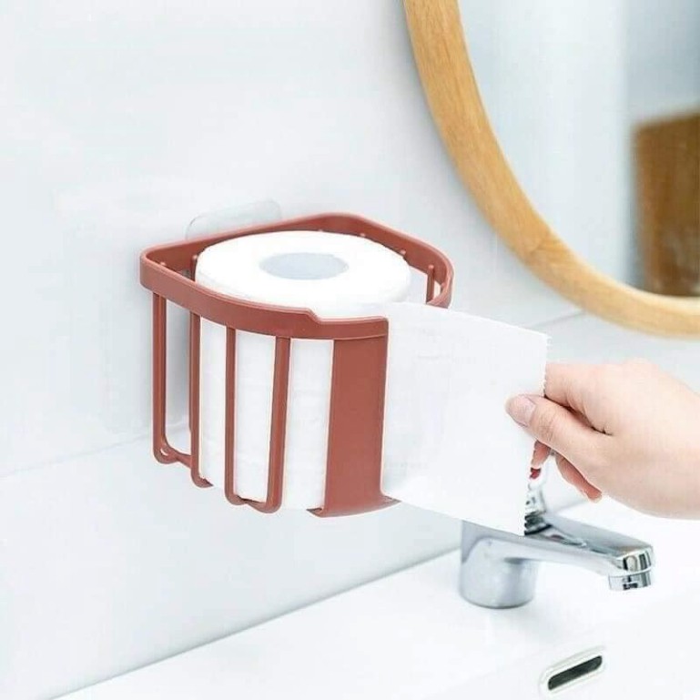 Giỏ nhựa dán tường đựng giấy vệ sinh trong phòng tắm phòng bếp khay kệ đựng đồ đa năng MiibooShi SF840