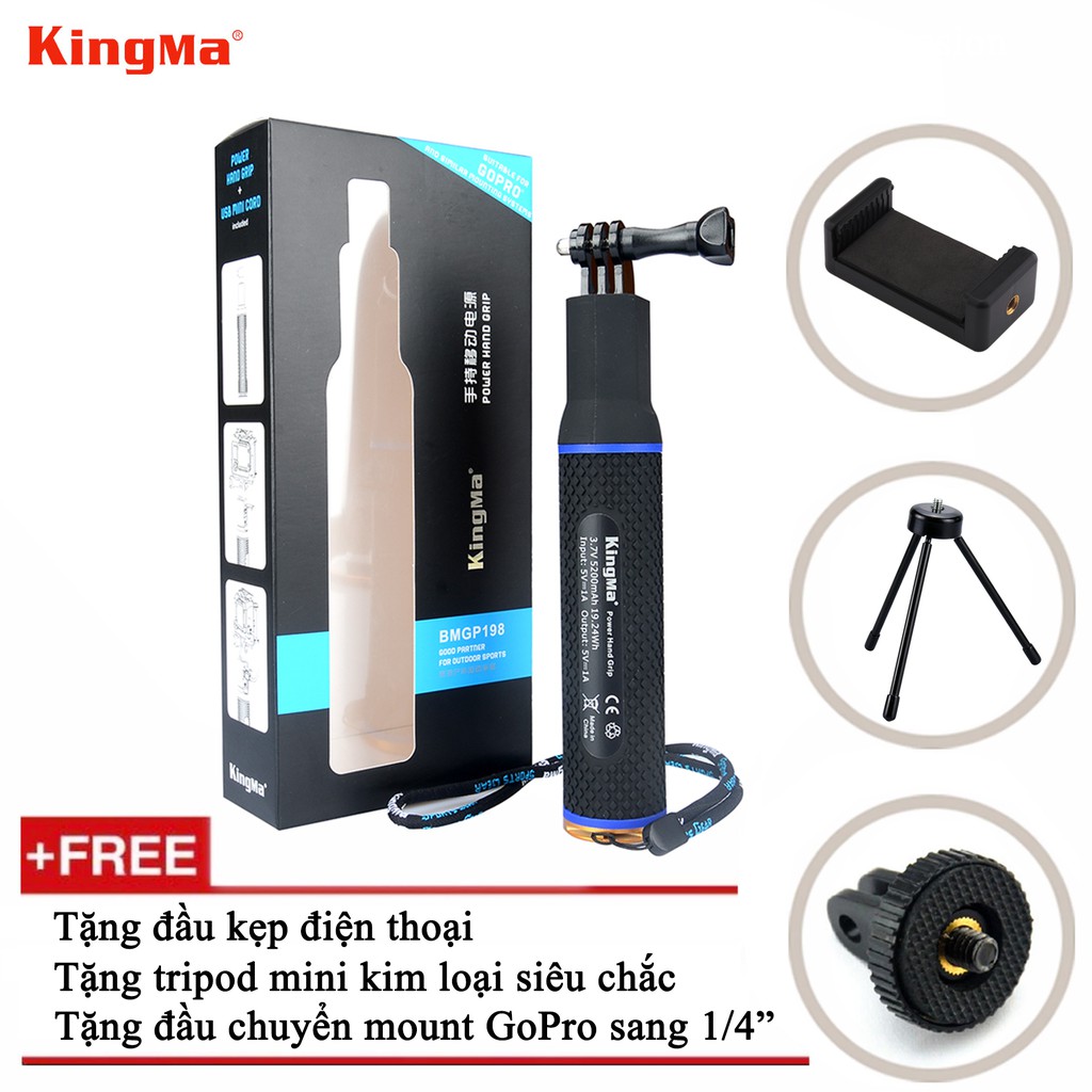 Gậy Kingma kiêm sạc dự phòng cho máy quay hành động GoPro, Sjcam, Yi Action, Osmo Action