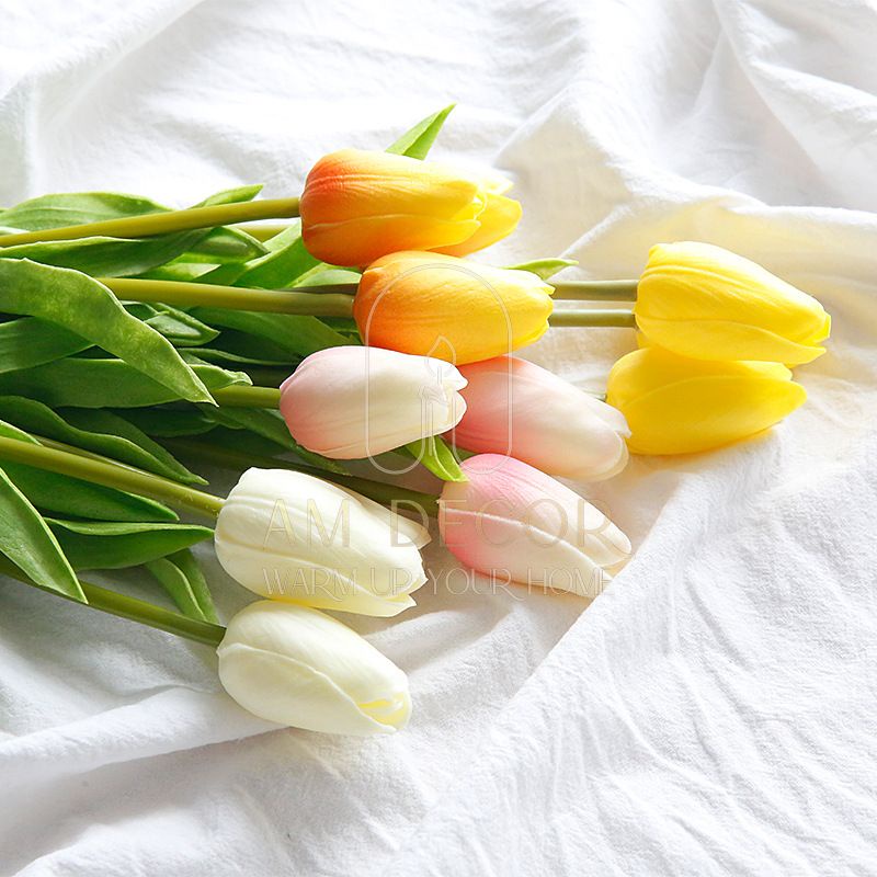 Hoa tulip giả nhiều màu phụ kiện chụp ảnh decor trang trí phòng khách đáng yêu - AM Decor