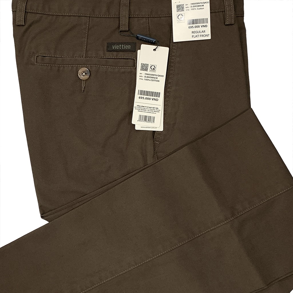 Quần kaki nam việt tiến màu nâu đậm 6058 regular 0ly