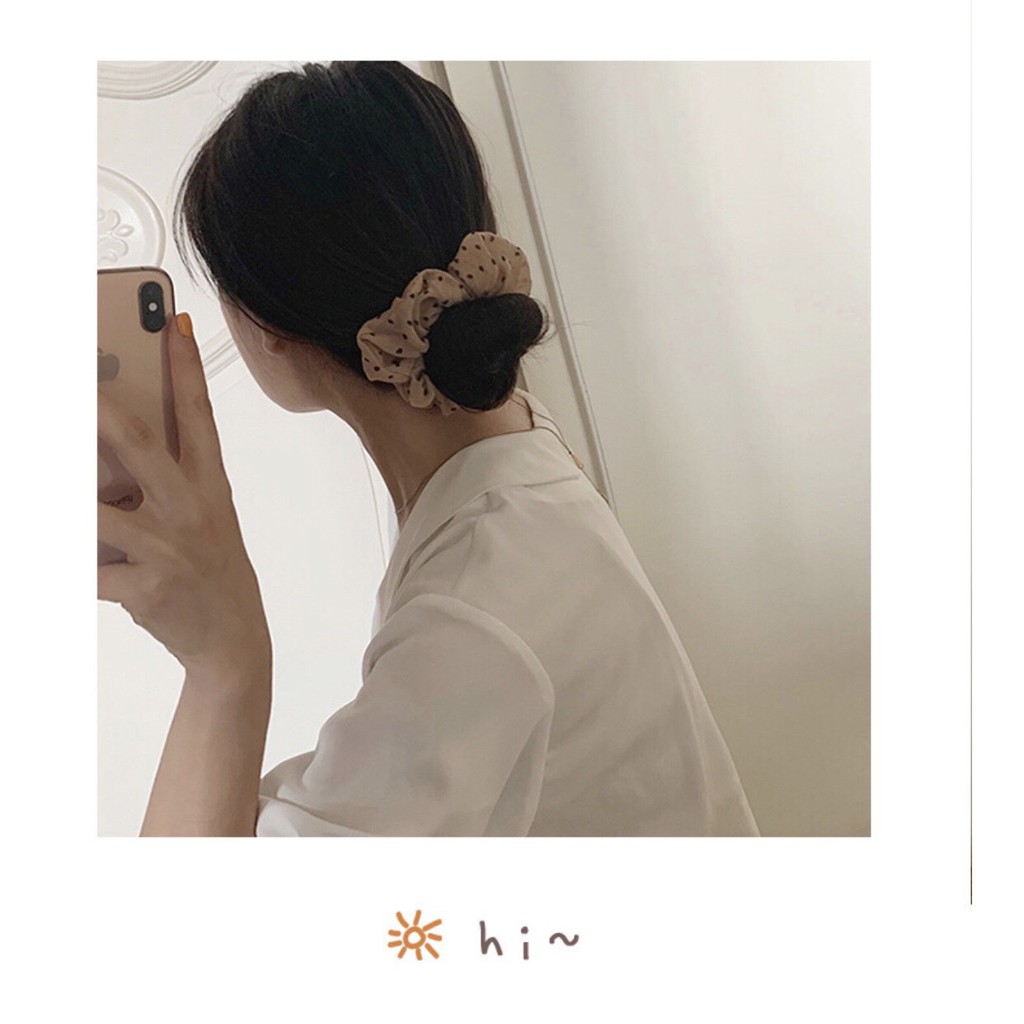 Scrunchies Dây Cột Tóc Vải Chiffon Lụa Mỏng Họa Tiết Chấm Bi Dễ Thương - PKT87 [PKT00087]