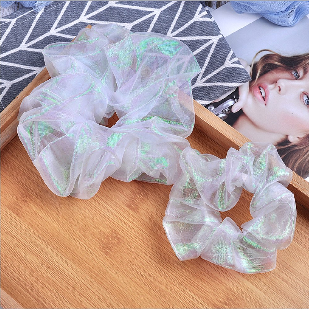 cột tóc vải scrunchies buộc tóc vải hologram loại đẹp hot trend PK17