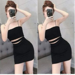 Đầm body 2 dây hở eo sexy