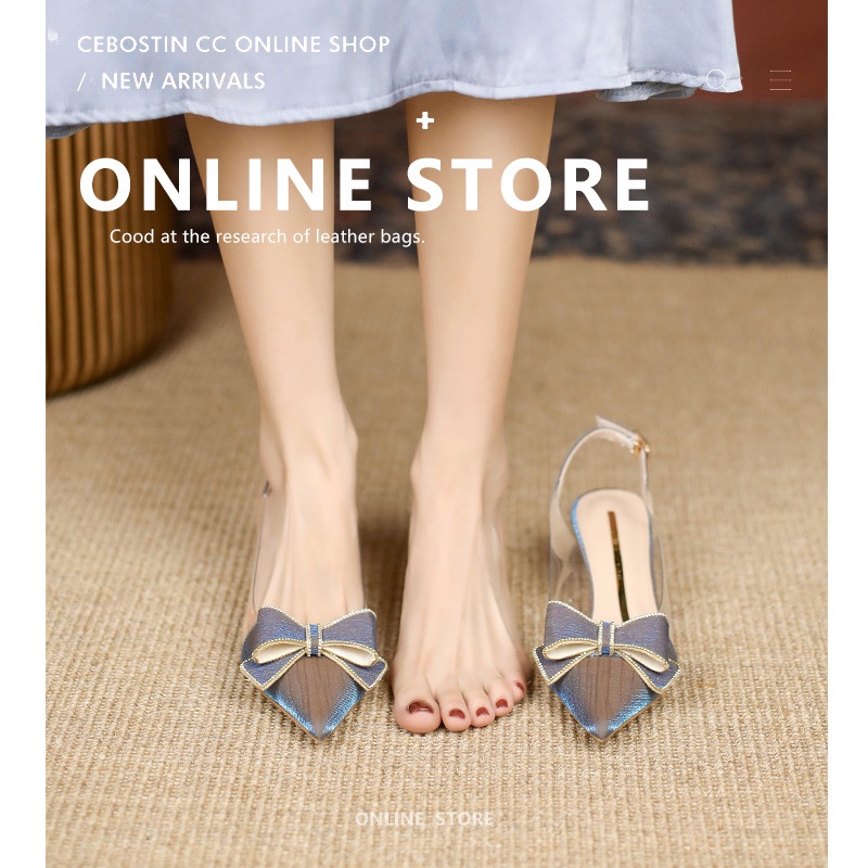 Giày Cao Gót Da Mềm Thắt Nơ Thời Trang Mùa Hè Cho Nữ 8088-19