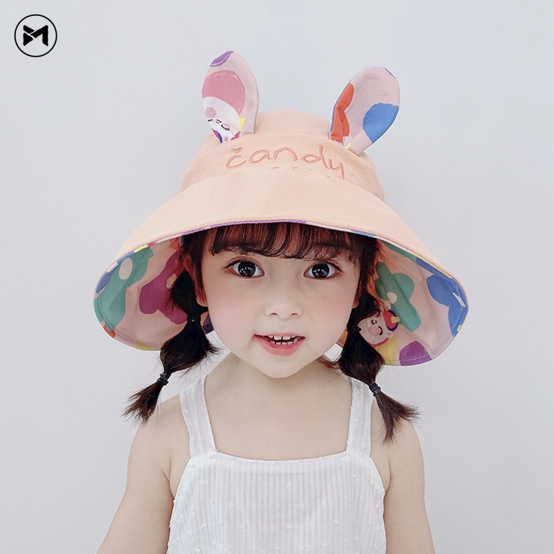 Mũ Lưỡi Trai Nửa Đầu Che Nắng In Họa Tiết Thỏ Dành Cho Bé