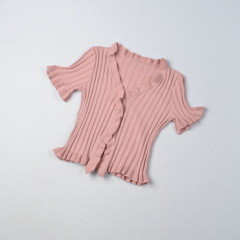 Áo ôm dáng ngắn tay cổ chữ V phong cách thời trang mùa hè dành cho nữ