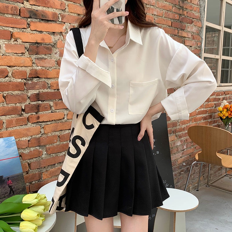 Áo Sơ Mi Dáng Rộng Nhiều Màu Sắc Đa Dạng Tùy Chọn Phong Cách retro Hồng Kông Cho Nữ