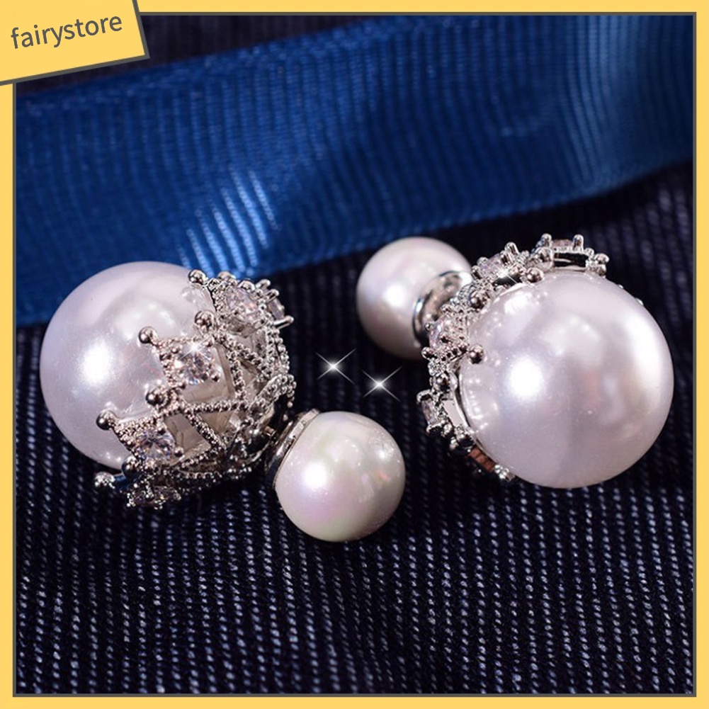 Khuyên Tai Phối Ngọc Trai Giả Xinh Xắn Cổ Điển Cho Nữ