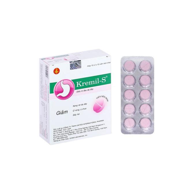Viên nhai vị dâu Kremil - S giảm Ợ nóng, ợ chua, đầy hơi, nóng rát dạ dày Hộp 100 viên)