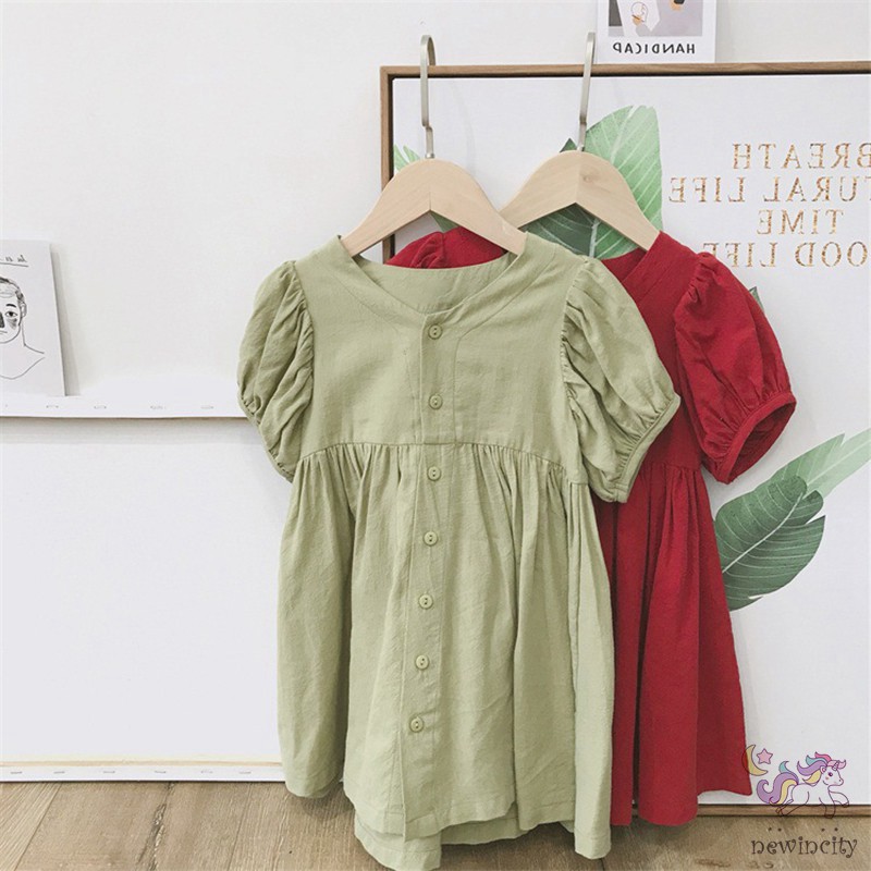 Đầm Tay Con Xòe In Họa Tiết Hàn Quốc Cho Bé