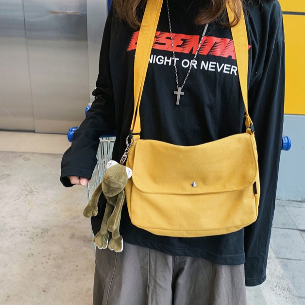 TÚI TOTE ĐEO CHÉO UNISEX NAM NỮ - VẢI DỆT CANVAS [ CÓ TÚI CON] MÀU BE - ĐEN - PHONG CÁCH ULZZANG | BigBuy360 - bigbuy360.vn