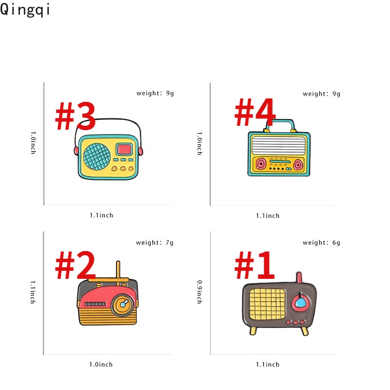 Ghim cài áo Miss Zoe kim loại tráng men hình máy nghe nhạc hoạt hình 80's dùng làm quà tặng