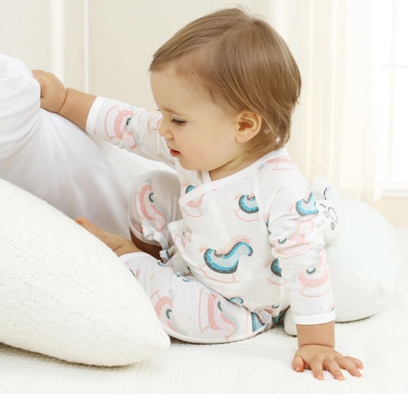 Áo liền quần LUCKYCANDY tay dài kiểu dáng xinh xắn cho em bé 0-12 tháng tuổi