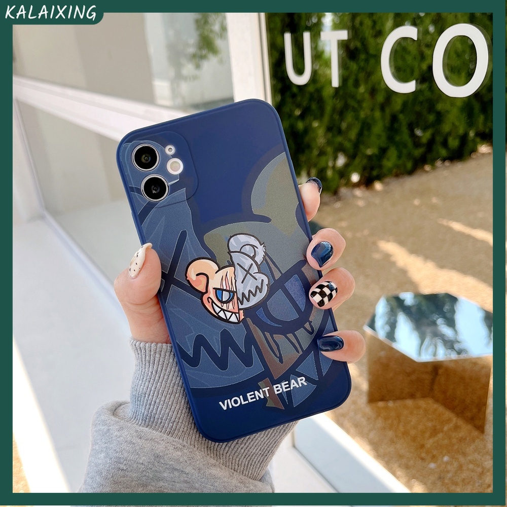 Ốp Điện Thoại TPU Mềm Hình Vuông Họa Tiết Gấu Cho iPhone 13 / 12 / 11 Pro Max mini 7plus