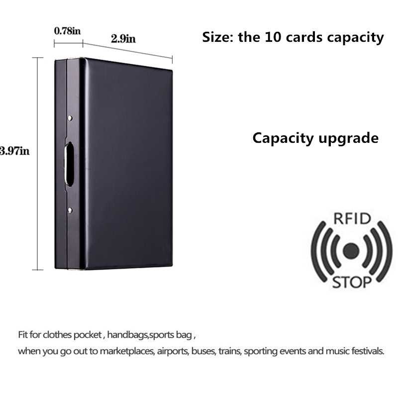 Hộp Đựng Thẻ ID/Thẻ Tín Dụng/Danh Thiếp Bằng Thép Không Gỉ 10 Ngăn Hàng Mới Nâng Cấp Làm Quà Tặng