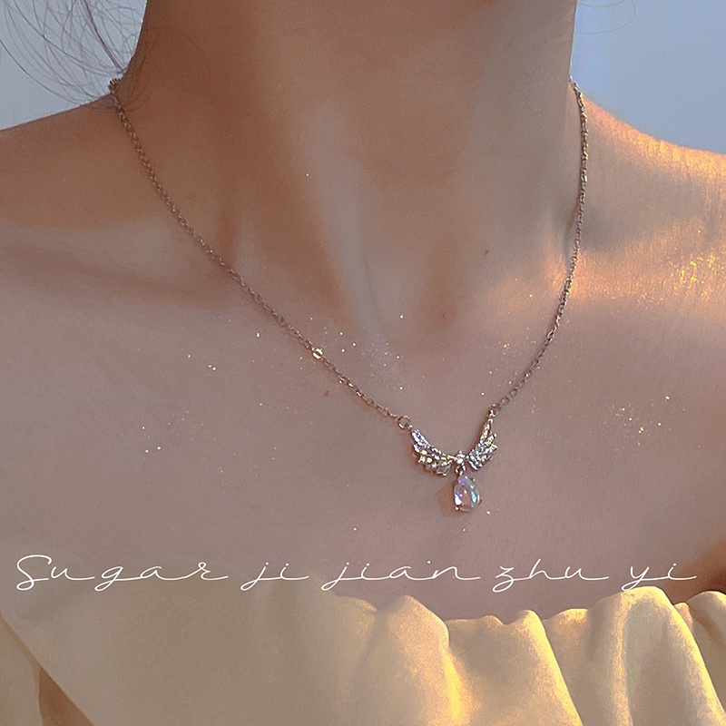 Vòng cổ Mặt Hình Cánh Thiên Thần Đính Đá Mặt Trăng Thời Trang