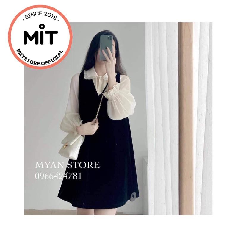 Set áo sơ mi tiểu thư + yếm váy