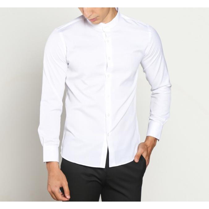 Vm Áo Sơ Mi Krah Thượng Hải - Áo Sơ Mi Trắng Cổ Trụ Dài slimfit