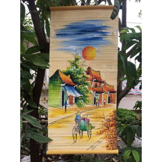 Tranh mành tre trang trí đẹp 30*60cm