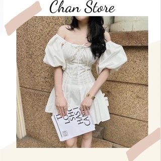 Váy trắng tay phồng