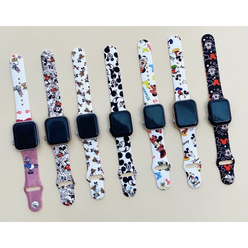 Dây Đeo Cao Su Apple Watch Hình Mickey- Đồng Hồ Thông Minh Thích Hợp Cho Các Dòng Series 6/5/4/3/2/1