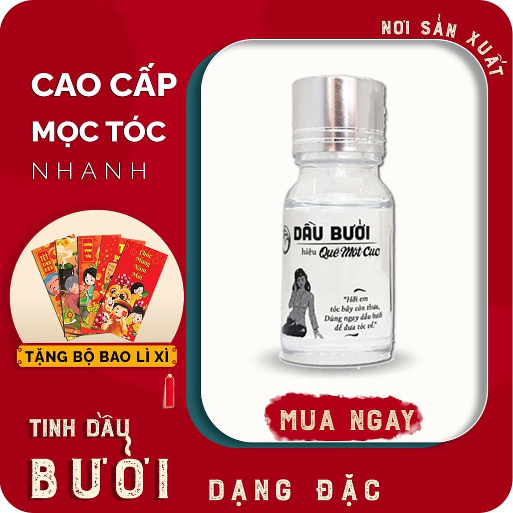 Tinh dầu bưởi mọc tóc (LOẠI CAO CẤP) siêu đậm đặc, chuyên kích mọc tóc con, làm dày, giảm rụng QUÊ MỘT CỤC 10ml