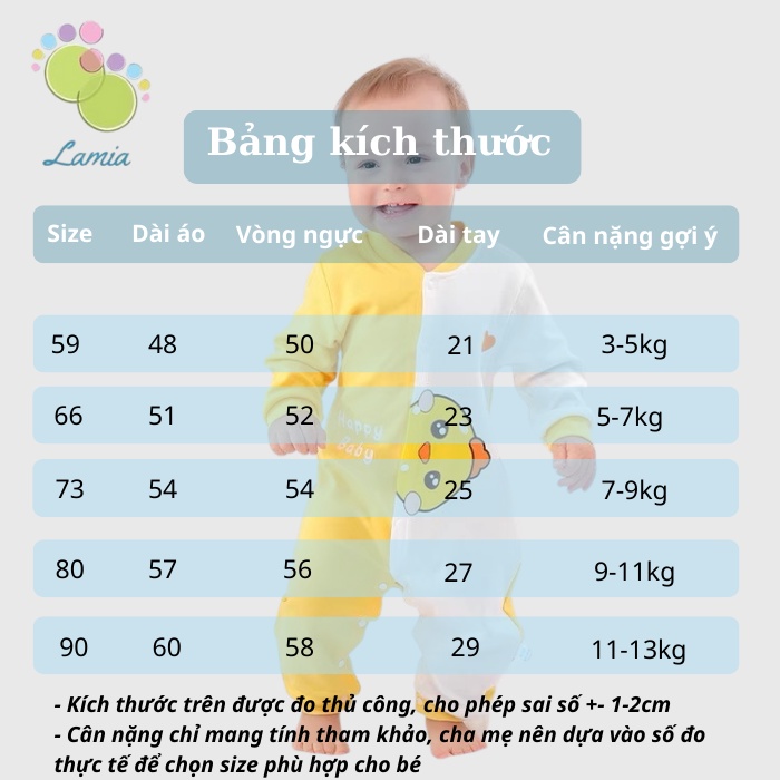 Body Dài Tay Cotton Thu Đông Họa Tiết Đáng Yêu Cho Bé Trai Bé Gái Lamia 𝟏𝟓𝐁𝐃𝐃