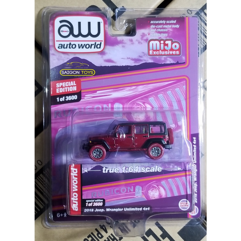 Xe mô hình 1/64 Auto World - 2018 Jeep Wrangler Pink