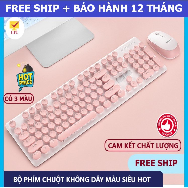 Bộ bàn phím và chuột không dây máy tính N520 SIÊU HOT, cổng kết nối usb 2.4ghz, kiểu dáng đẹp, dành cho pc, laptop - LTC