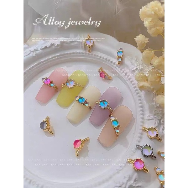 Set 10 charm đá nhiều màu trang trí móng