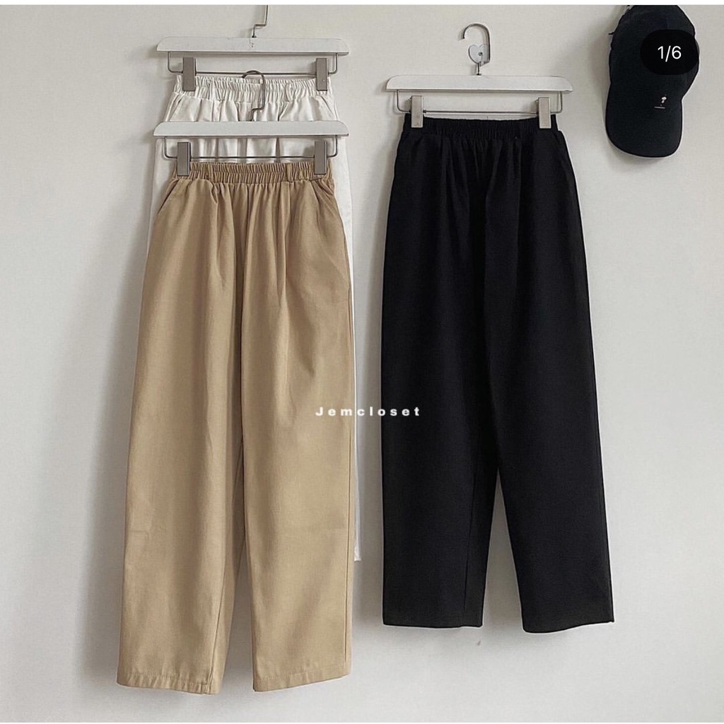 Quần Kaki Nữ Dáng Baggy Eo Co Giãn Thỏa Mái Ống Rộng Thời Trang Dễ Phối Đồ YOY - 2720 ( Jem Closet )