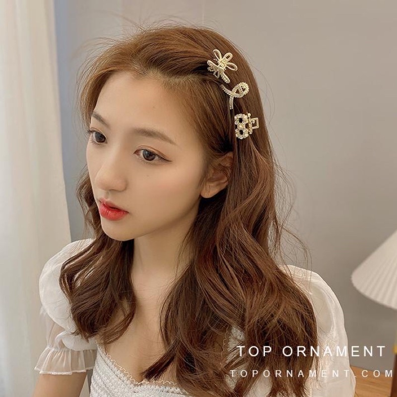 Kẹp tóc kim loại mini đính Ngọc