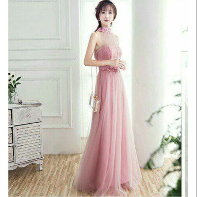 MAXI CỔ YẾM ĐÍNH CƯỜM