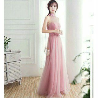 Maxi cổ yếm đính cườm