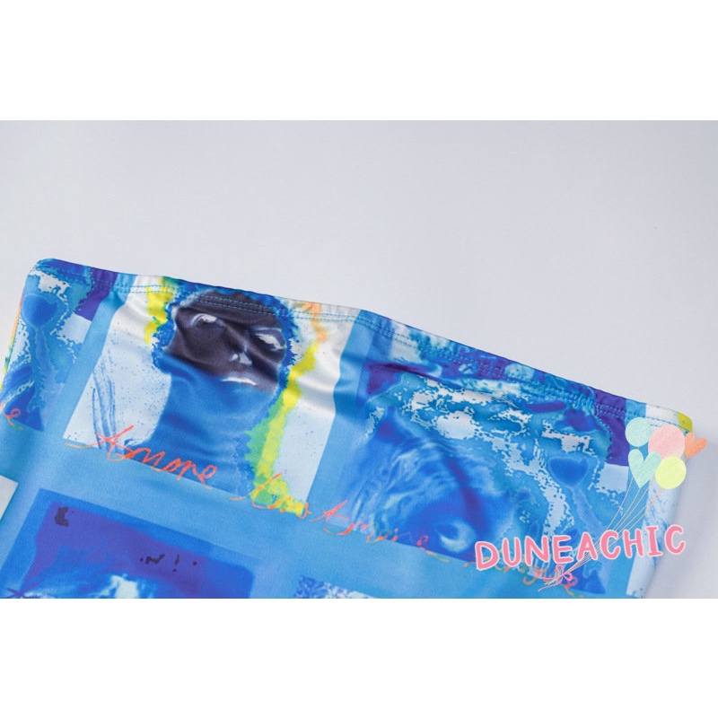 DUNEA Đầm Ôm Không Dây In Họa Tiết Gợi Cảm Cho Nữ