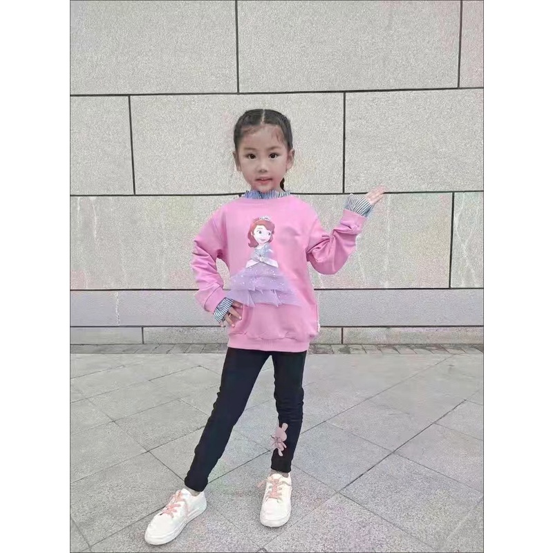 Áo sơ mi thun dài tay hoạ tiết nổi nhiều màu cho bé gái  N00966